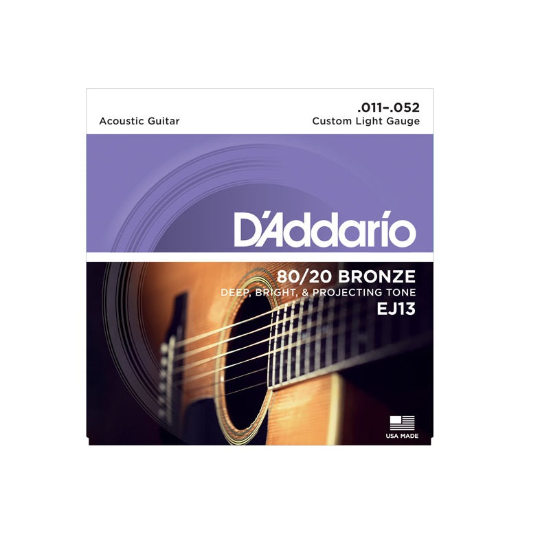 D'Addario EJ13 80/20 Bronze Acoustic Guitar Strings - Light, 11-52