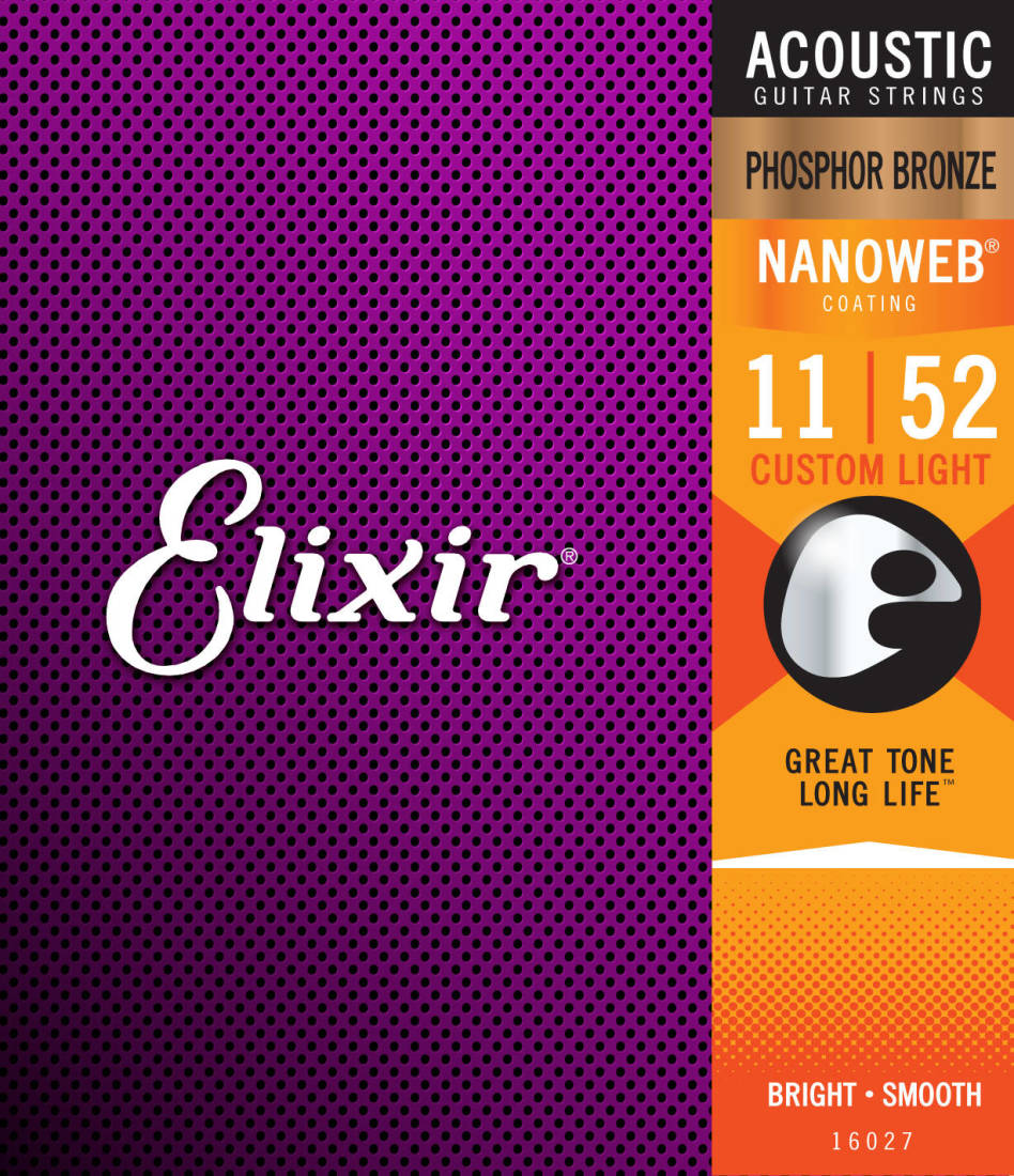 Elixir Strings Nano Web 11-52 Custom Light Acoustic Strings