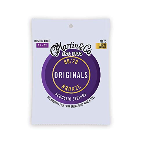 MARTIN M175 ORIGINAL ACOUSTIC STRINGS 80/20 BRONZE CUSTOM LIGHT 11-52