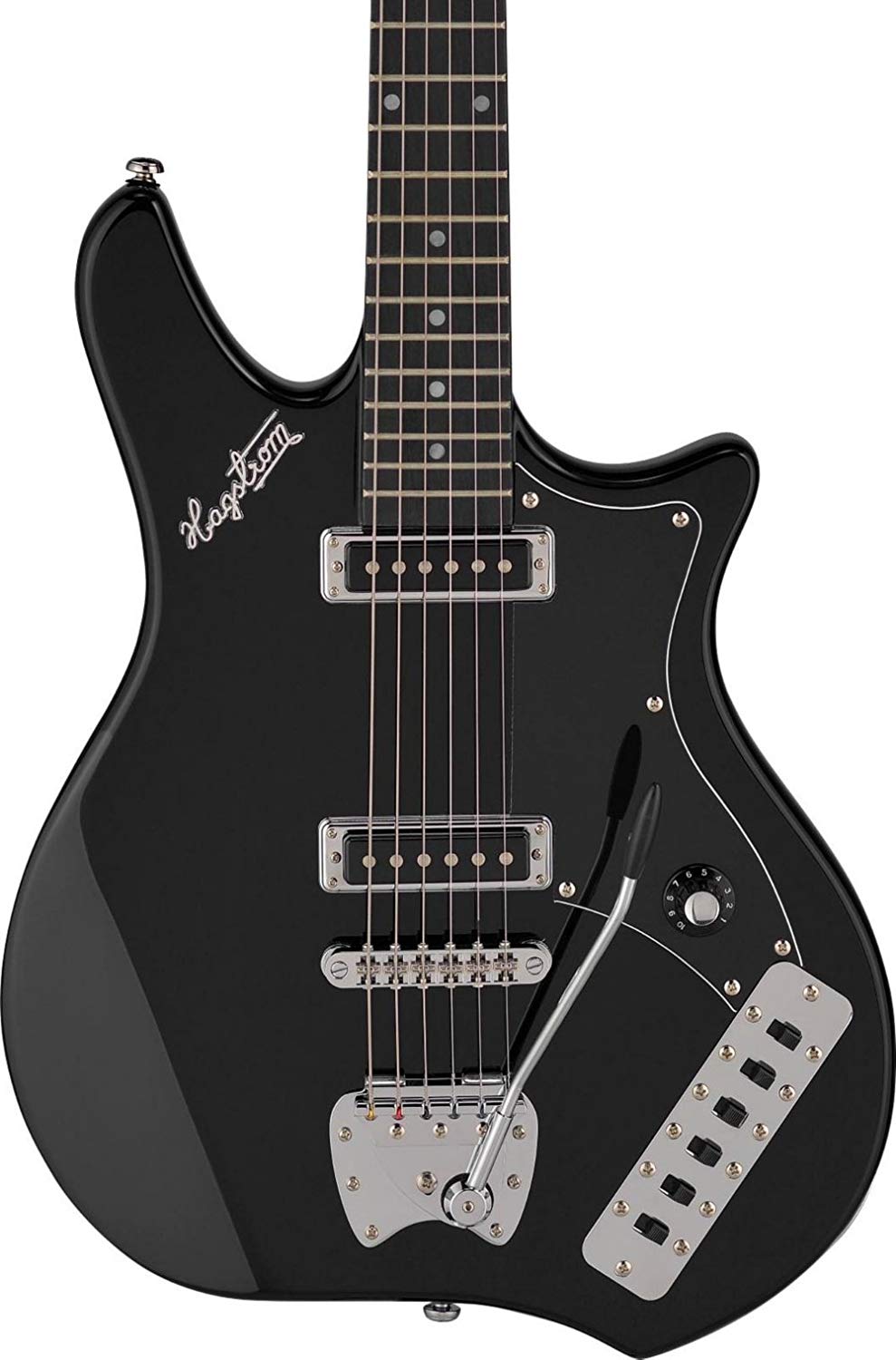 Hagstrom Impala Retroscape Series 6 String Electric Guitar in Black Gloss