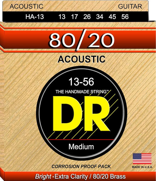 DR Strings Hi-Beam 80/20-80/20 Brass Acoustic 13-56