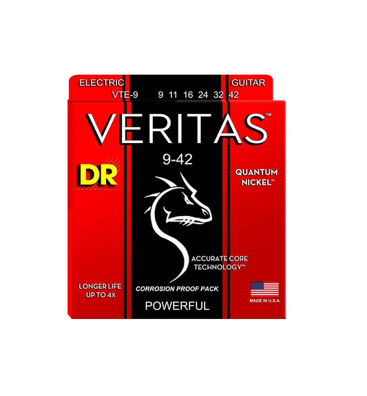 DR Veritas Quantum Nickel Round Core Electric Guitar Strings VTE-9 Light 9-42