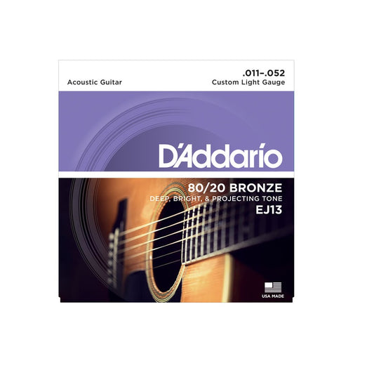 D'Addario EJ13 80/20 Bronze Acoustic Guitar Strings - Light, 11-52