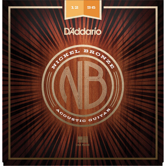 D'Addario Nickel Bronze Acoustic Guitar Strings, Light Top / Med Bottom, 12-56