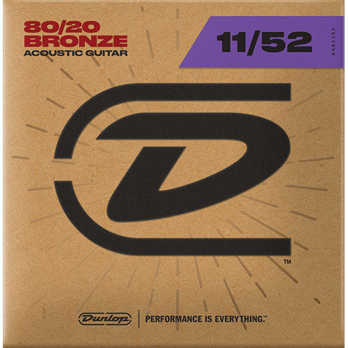 DAB1152 DUNLOP 80/20 BRONZE -MEDIUM/LIGHT STRINGS, 11-52