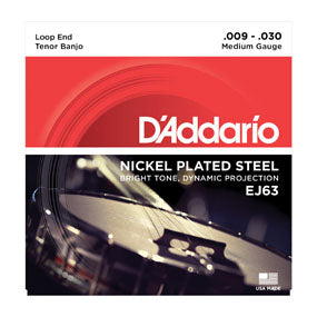 D'Addario EJ63 Tenor Banjo, Nickel, 9-30