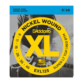 D'Addario EXL125 Nickel Wound, Super Light Top/ Regular Bottom, 9-46